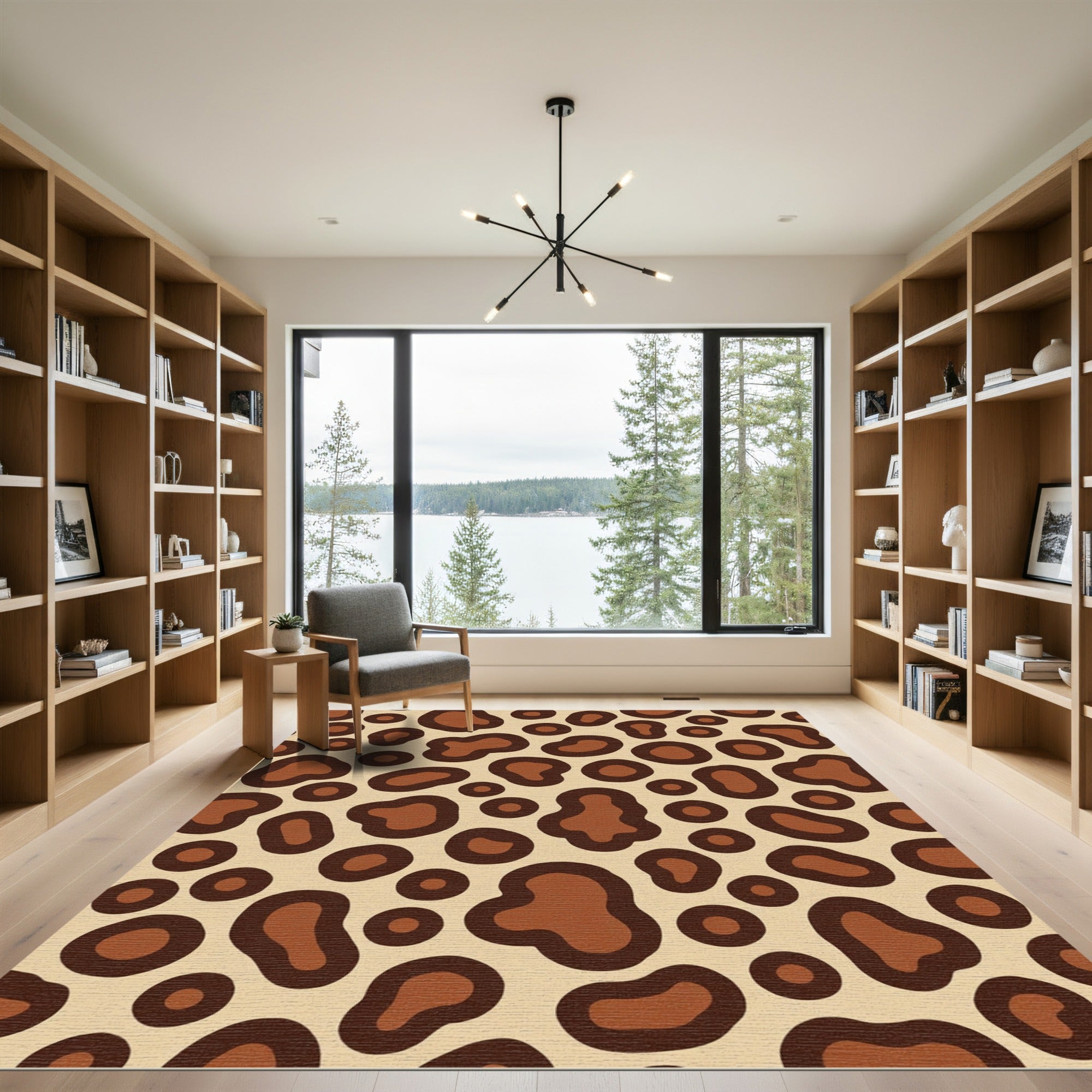 Brown Leopard Spot Organic Shapes Rug
