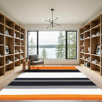 Bold Orange Cream Gray Stripe Layers Rug