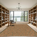 Earthy Tone Abstract Floral Swirl Rug