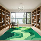 Emerald Green Organic Flow Abstraction Rug