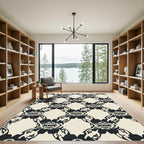 Black Cream Interlocking Abstract Forms Rug