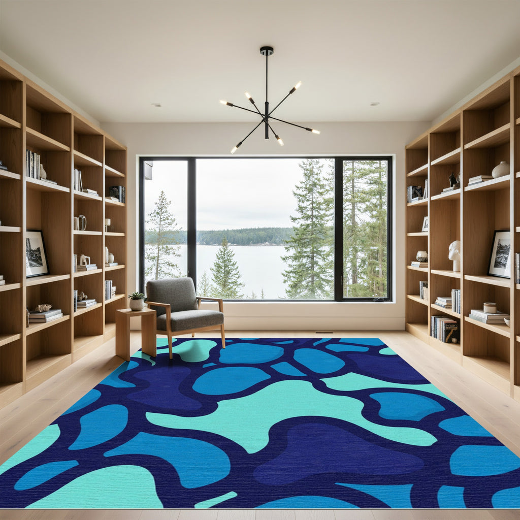Abstract Blue Organic Cell Rug