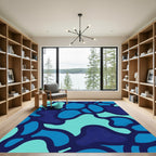 Abstract Blue Organic Cell Rug