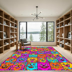 Vibrant Psychedelic Cat Collage Rug