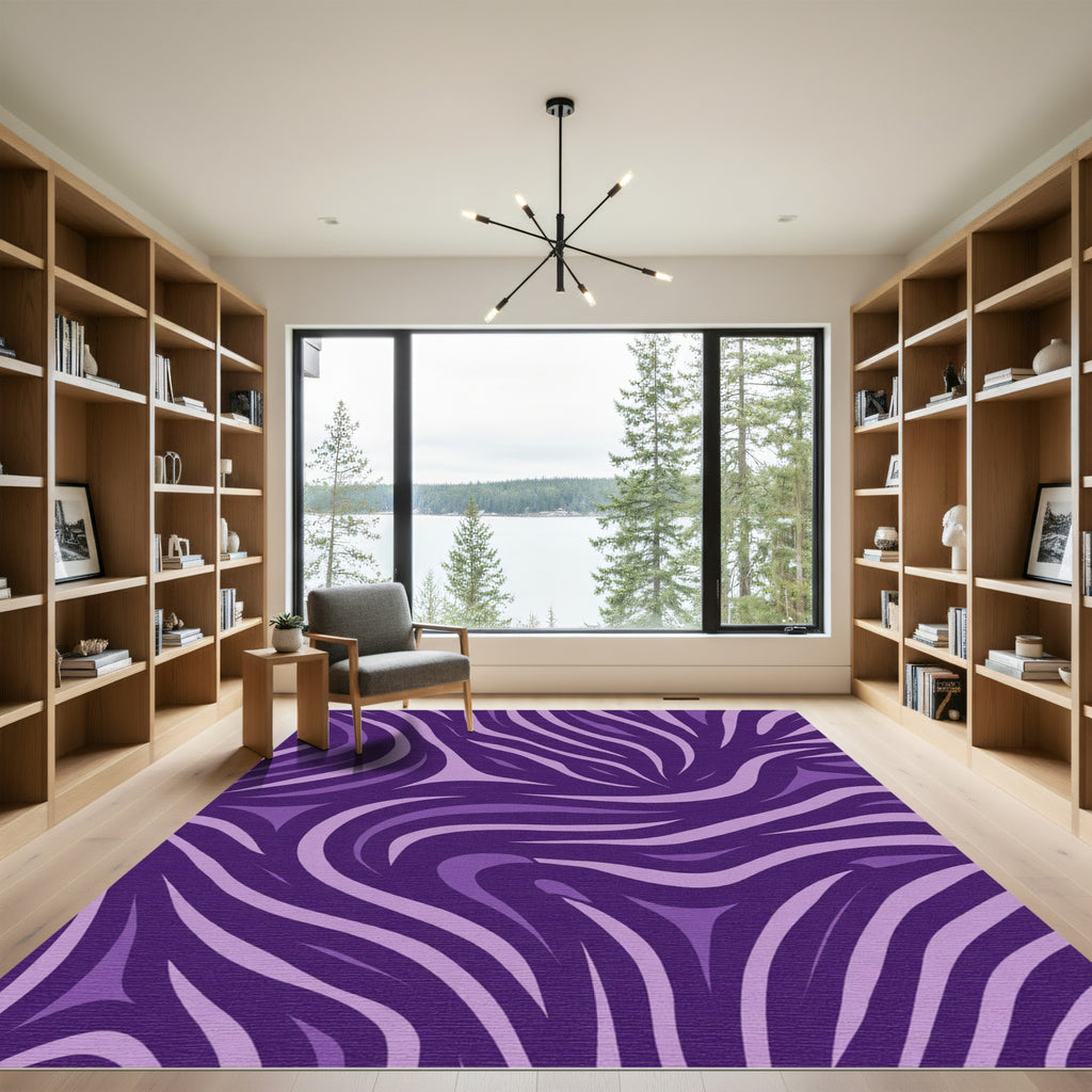 Bold Purple Abstract Stripe Rug