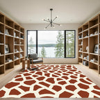 Giraffe Print Crimson Cream Terra Cotta Rug
