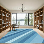 Gradient Blue Diagonal Stripe Rug