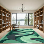 Emerald Green Abstract Swirl Rug
