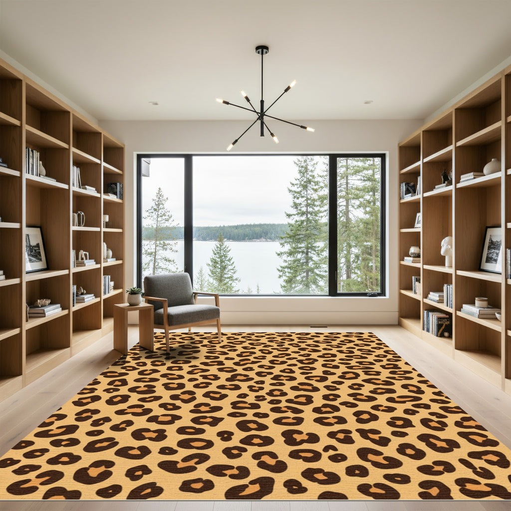 Terracotta Tan Spotty Wild Animal Rug