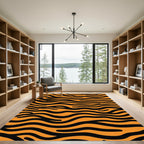 Bold Orange Black Animal Stripes Rug