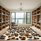 Brown Cream Black Abstract Animal Print Rug
