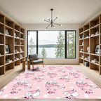 Pink Whimsical Cloud Creature Pattern Rug
