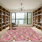 Pink Abstract Organic Floral Forms Rug