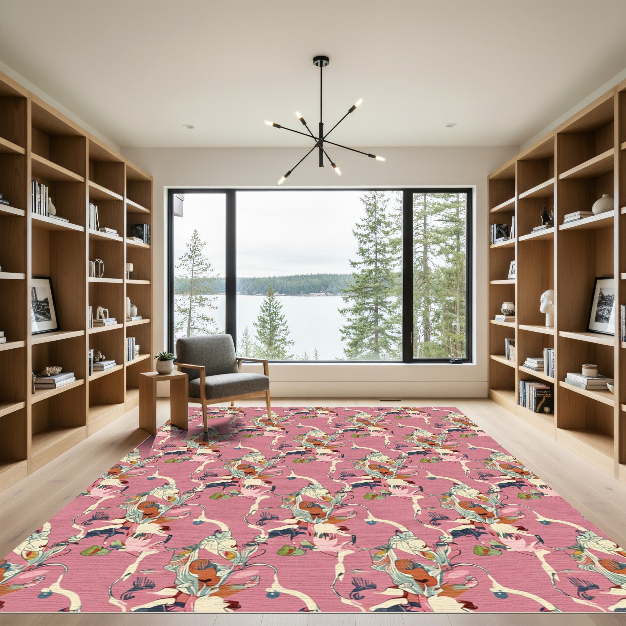Pink Abstract Organic Floral Forms Rug