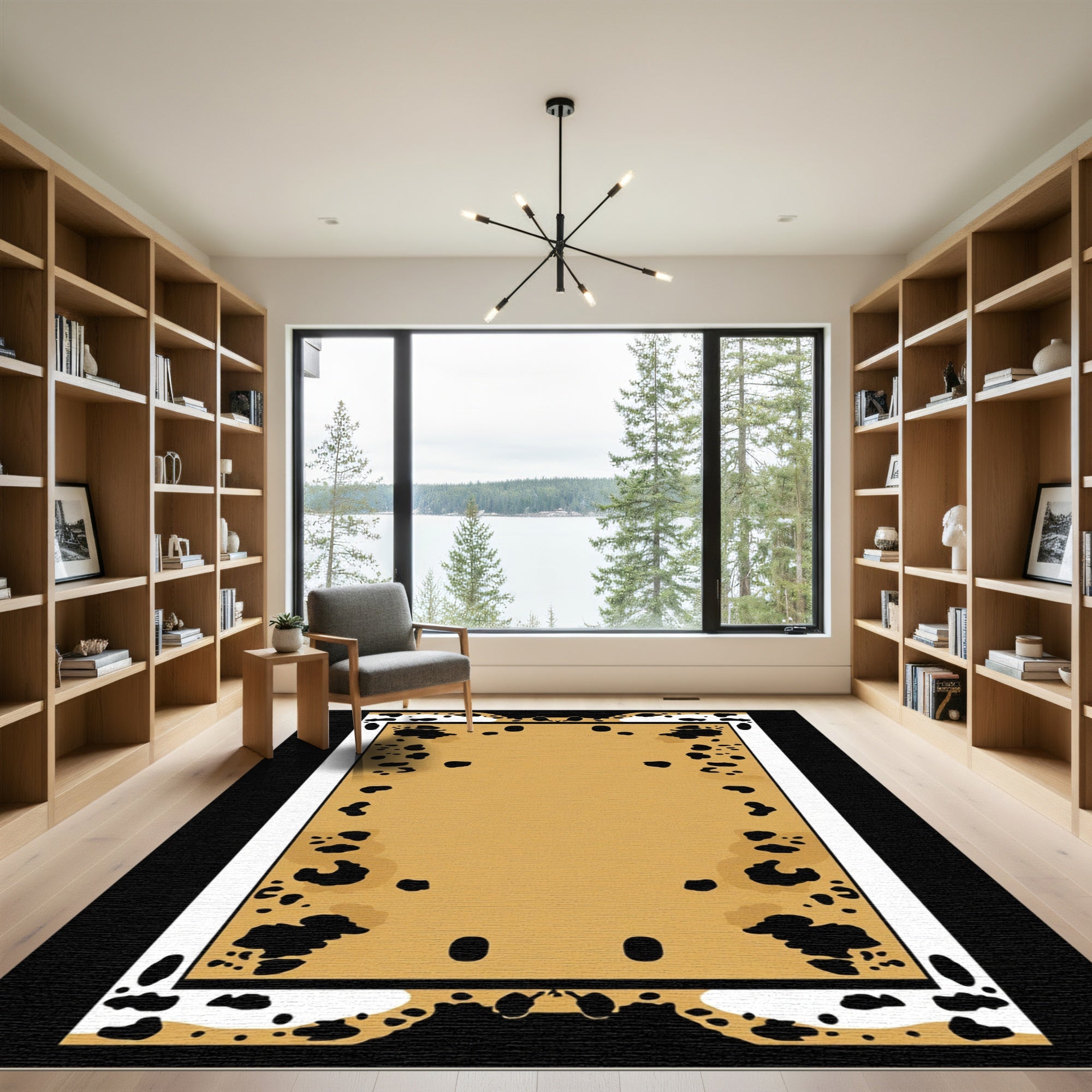 Gold Black Spotted Border Rug
