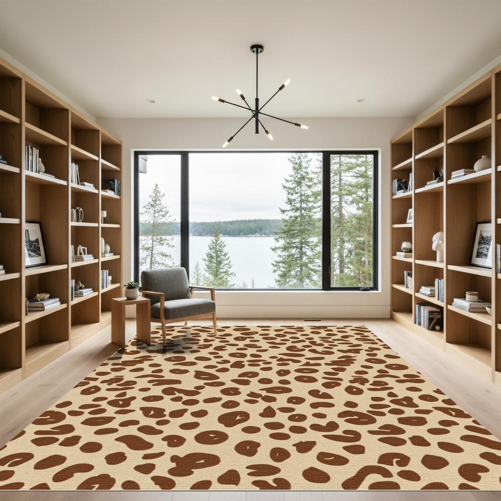 Neutral Brown Spotty Spots Rug