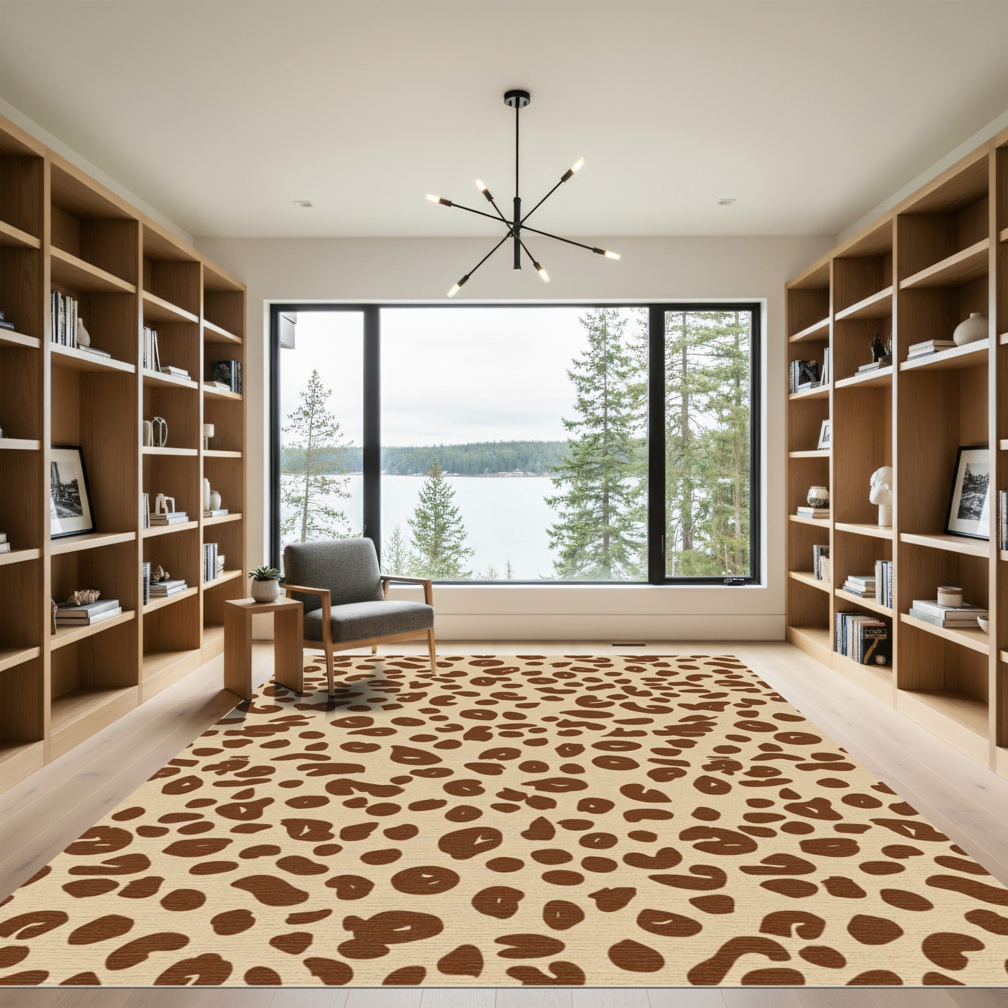 Neutral Brown Spotty Spots Rug