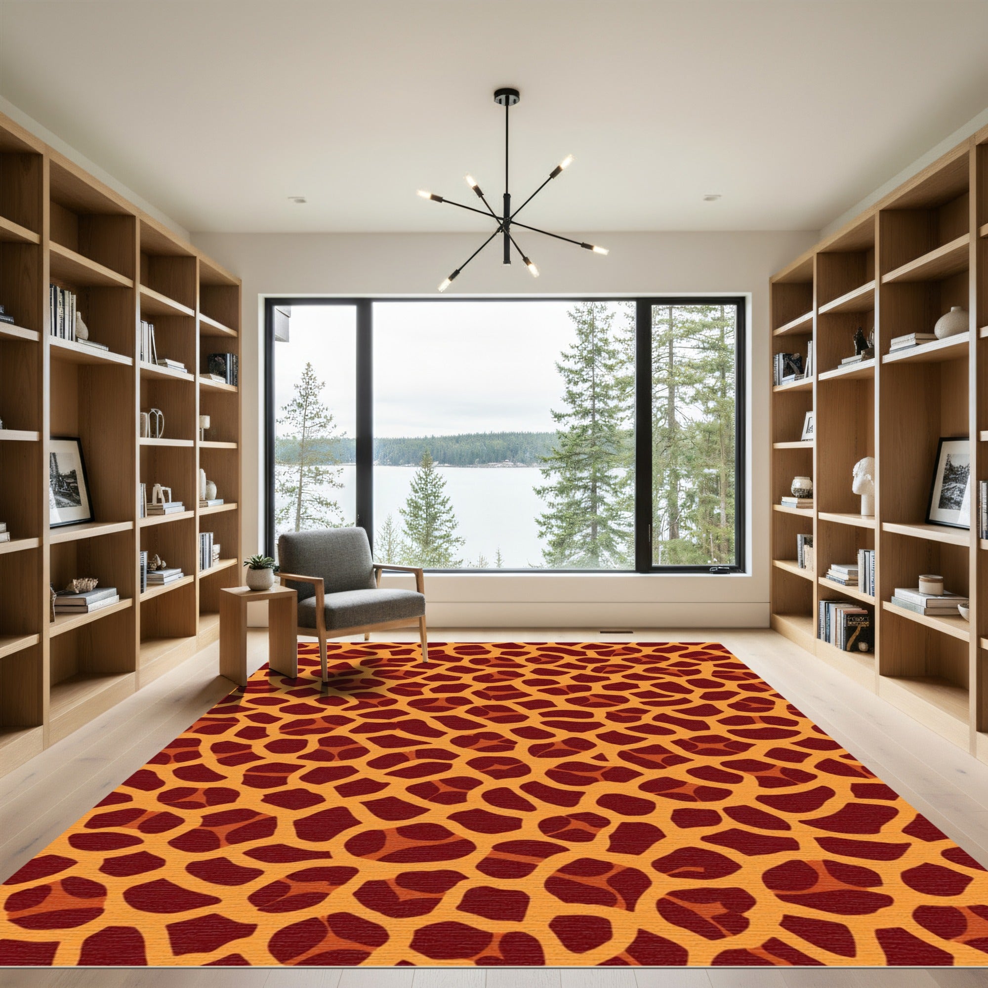 Orange Brown Abstract Animal Skin Rug