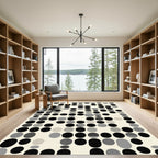 Modern Black Gray Dot Collage Rug