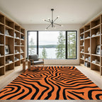 Bold Orange Black Stripe Wave Rug