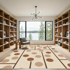 Brown and Beige Polka Dot Grid Rug