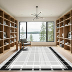 Modern Grid Black White Plaid Rug