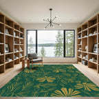 Golden Jungle Leaf Vine Rug