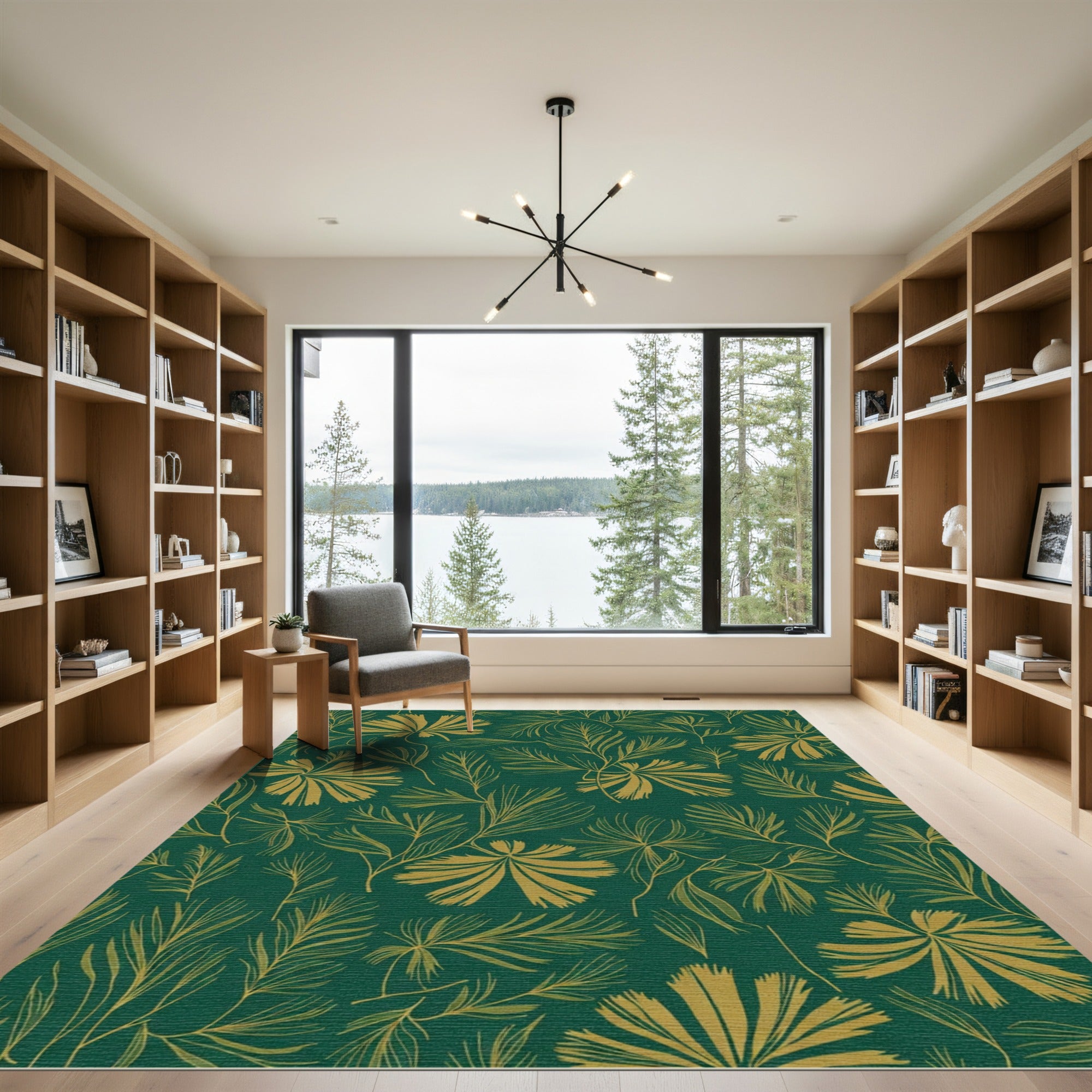 Golden Jungle Leaf Vine Rug