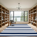 Deep Blue White Linear Harmony Rug