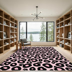 Pink Black Leopard Spots Rug