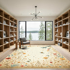 Golden Meadow Dragonfly Floral Landscape Rug