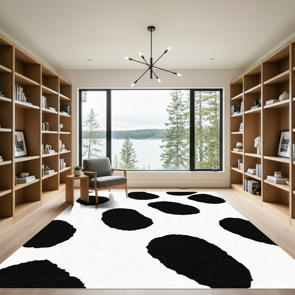 Black White Spot Ovular Rug