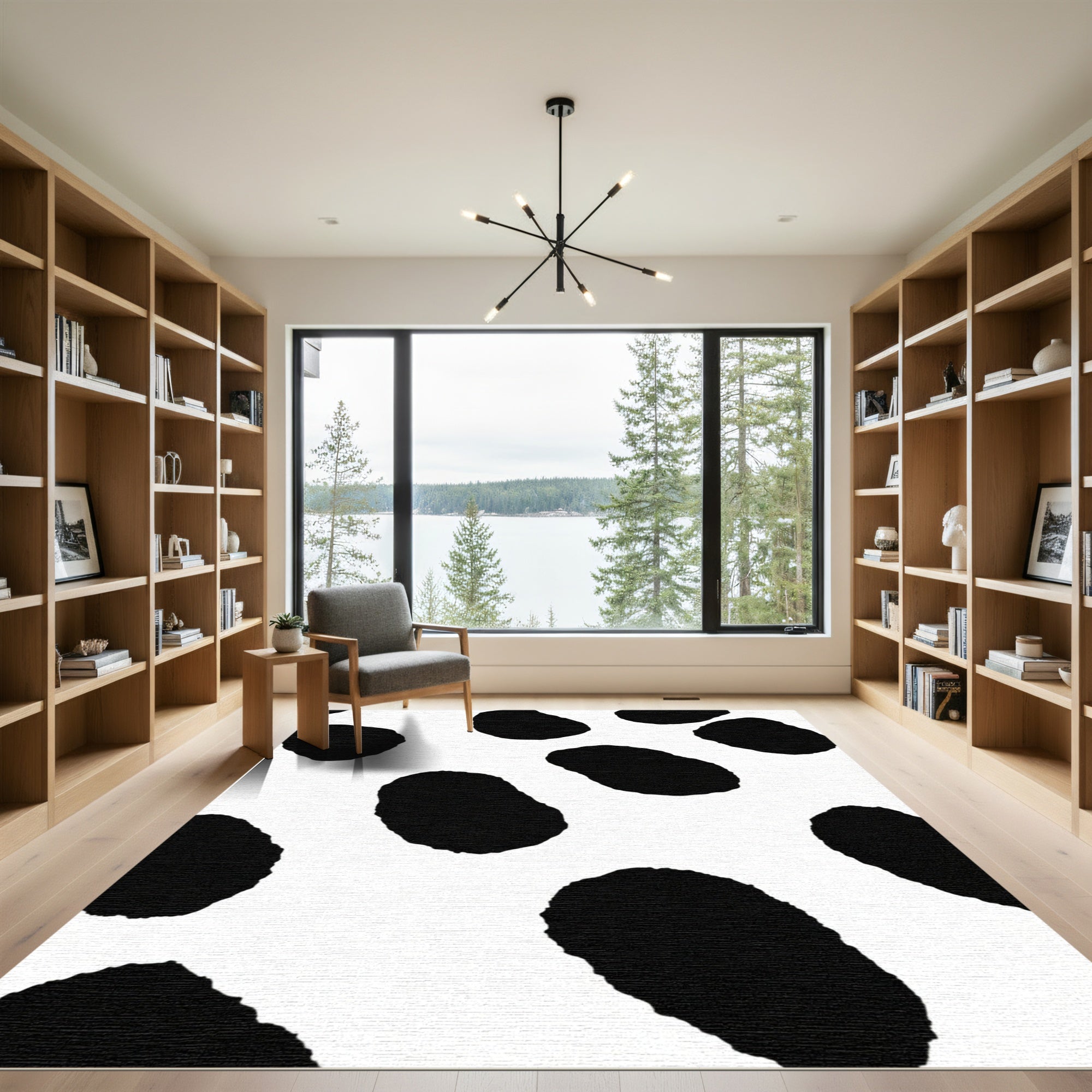 Black White Spot Ovular Rug
