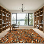 Bold Orange Black Abstract Stripes Rug