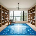 Radiant Blue Geometric Light Burst Rug