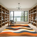 Earthy Orange Wave Abstract Ripples Rug