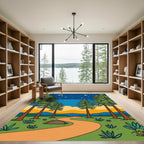 Forest Path Serene Starry Night Landscape Rug