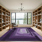 Deep Purple Abstract Layered Rectangles Rug