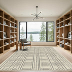 Grayscale Abstract Grid Weave Rug