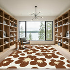 Retro Brown Daisy Blossom Rug