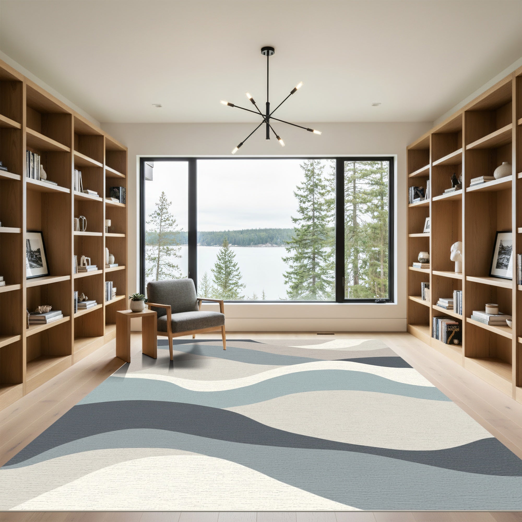 Abstract Serene Wave Landscape Rug