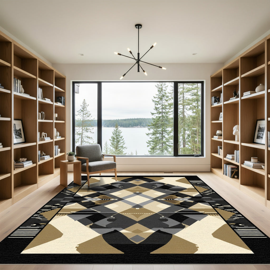 Geometric Abstract Sandstone Diamond Rug