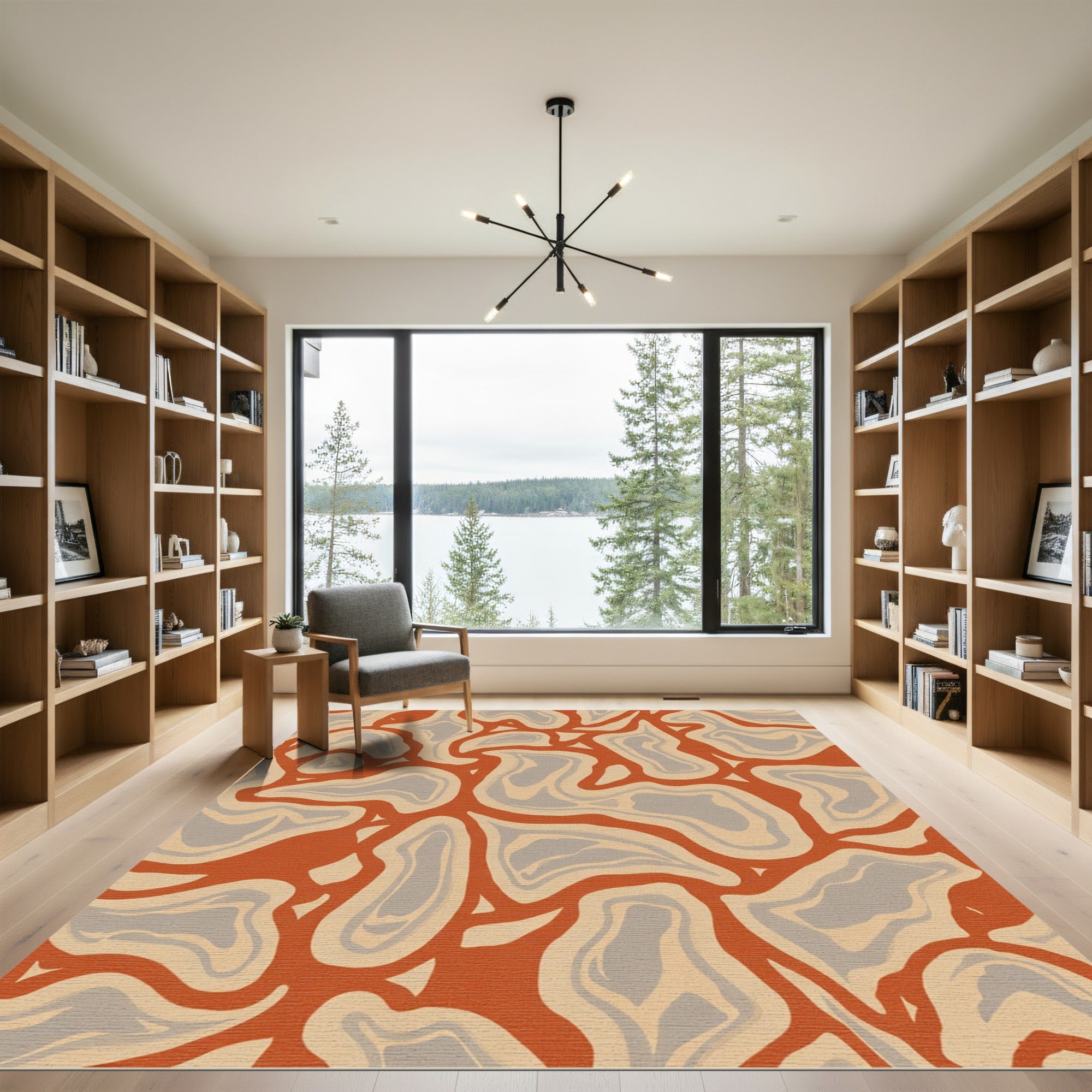 Terracotta Grey Organic Flow Rug