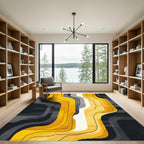 Yellow Gray Wave Ribbon Rug