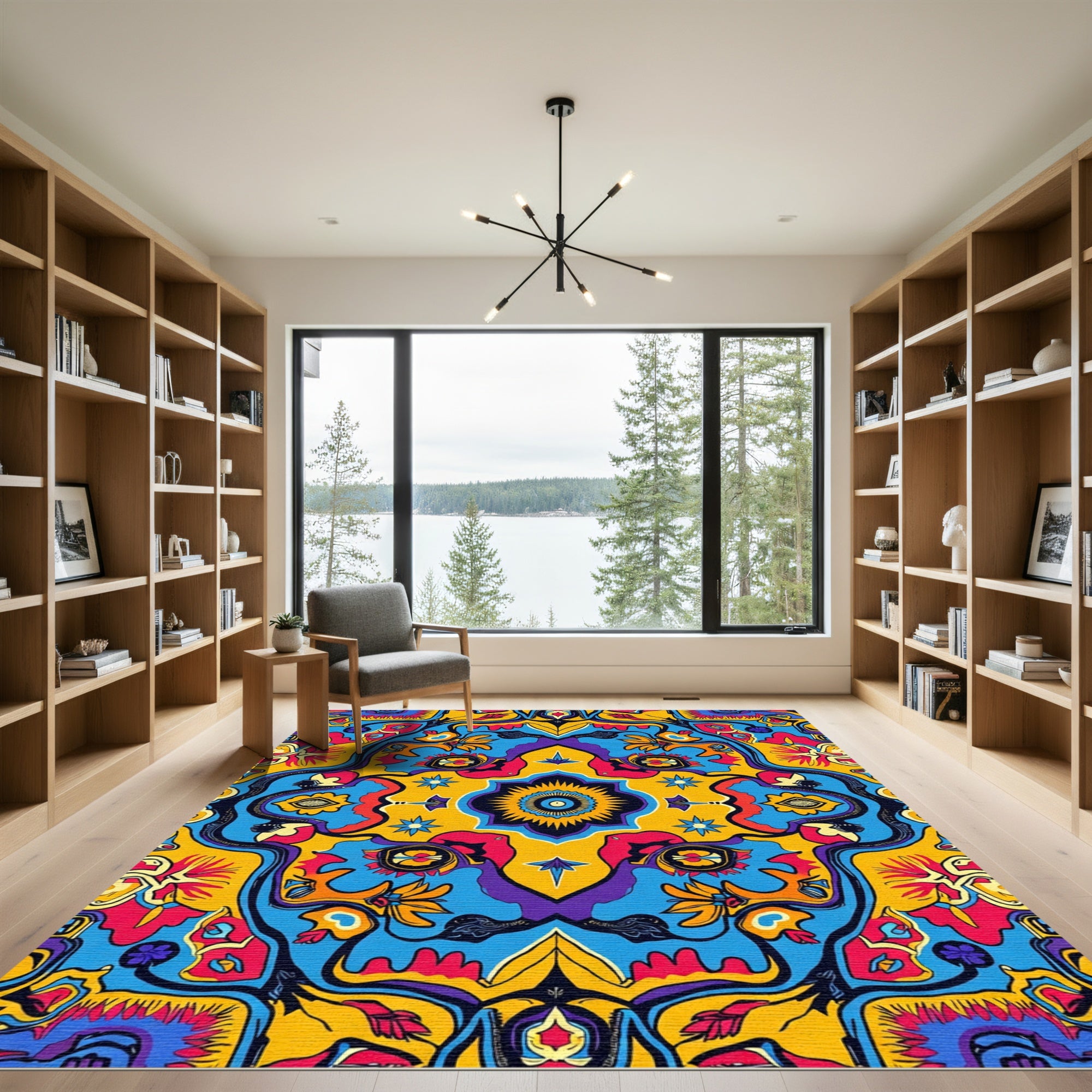 Vibrant Psychedelic Floral Medallion Rug