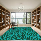 Aqua Teal Organic Blob Rug