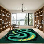 Emerald Serpent Yellow Heart Pattern Rug