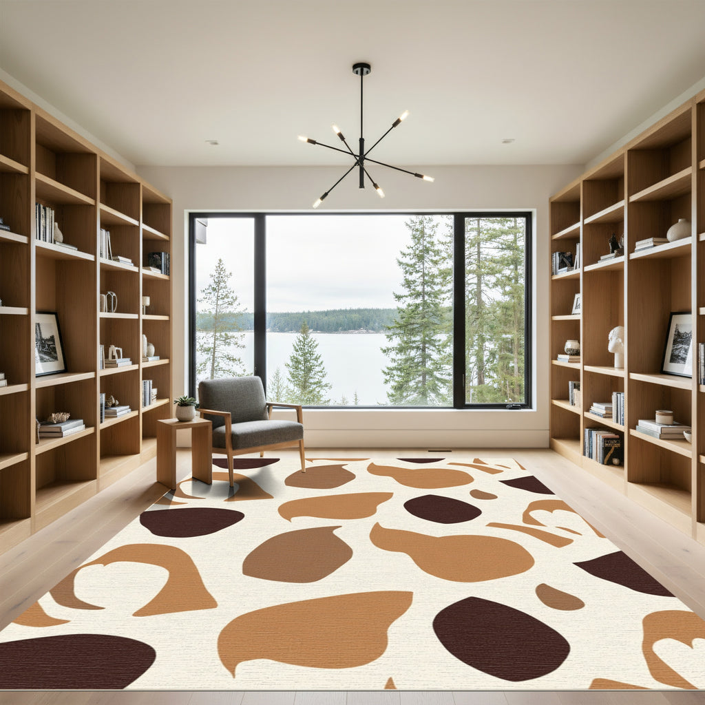 Terracotta Neutral Abstract Organic Flow Rug
