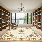 Traditional Beige Floral Scroll Rug