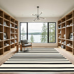 Cream And Black Wide Stripe Rug